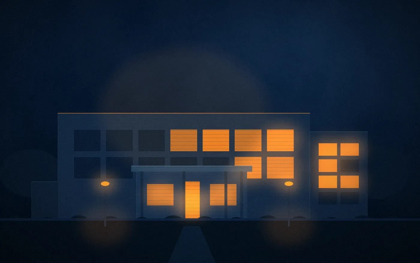 Illustration of a school building at dusk representing the Avenue Road Public School renovation in Cambridge, Ontario